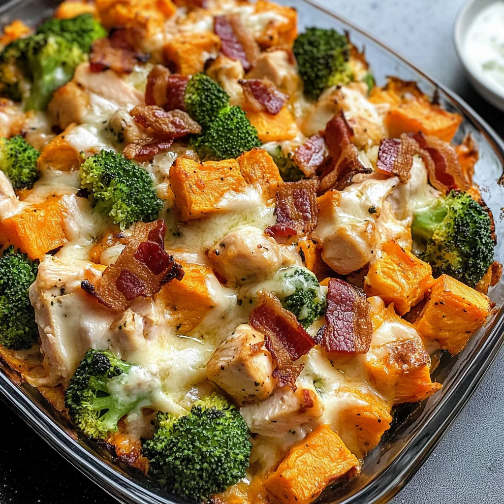 Buffalo Chicken Sweet Potato Casserole