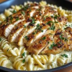 Creamy Garlic Butter Chicken and Rotini in Parmesan Sauce