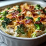 Creamy Low Carb Chicken Casserole with Broccoli and Bacon
