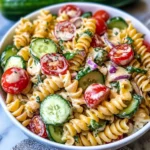 Creamy Tomato Cucumber Pasta Salad