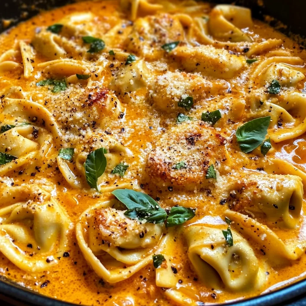 One-Pot Spicy Garlic Butter Chicken Tortellini