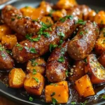 Sausage and Sweet Potatoes with Honey Garlic Sauce