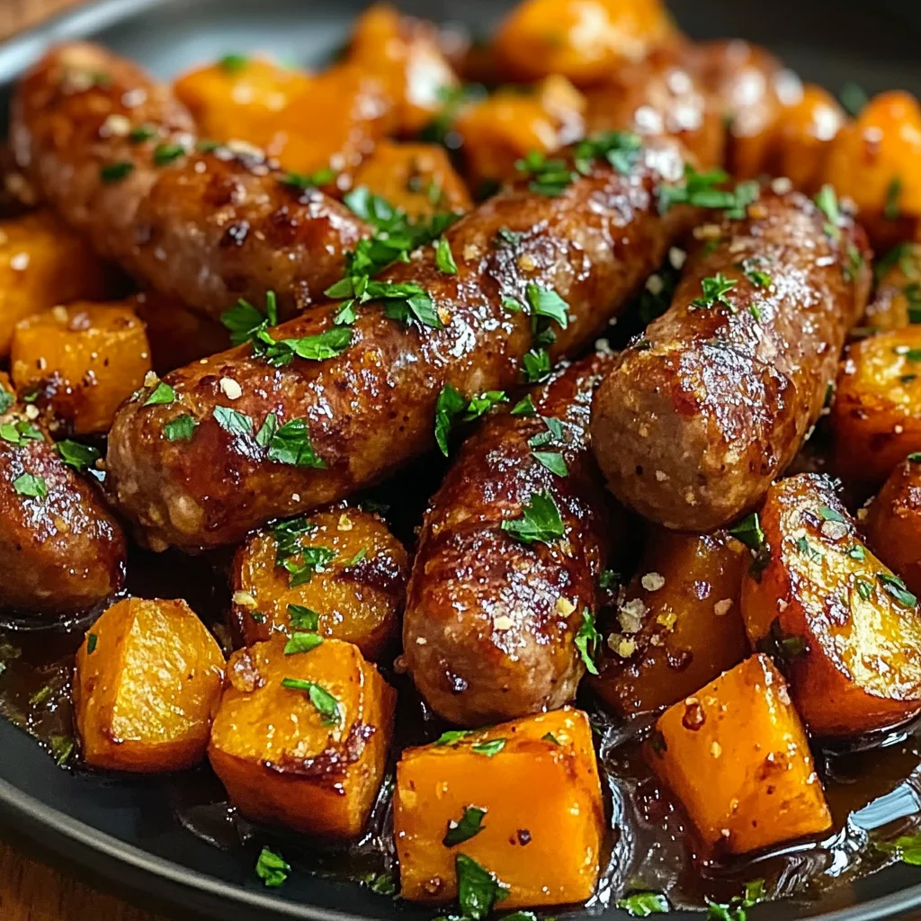 Sausage and Sweet Potatoes with Honey Garlic Sauce