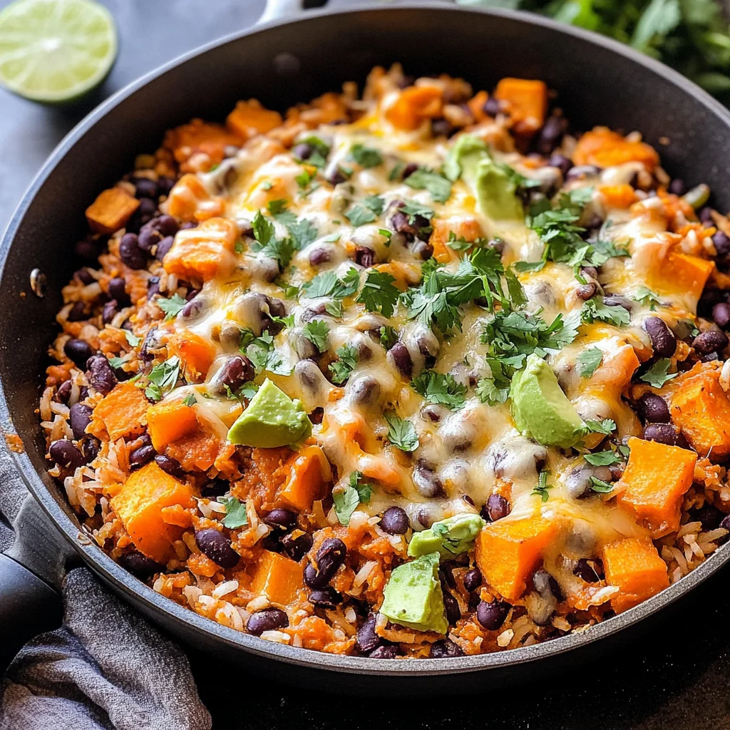 Southwest Sweet Potato, Black Bean and Rice Skillet
