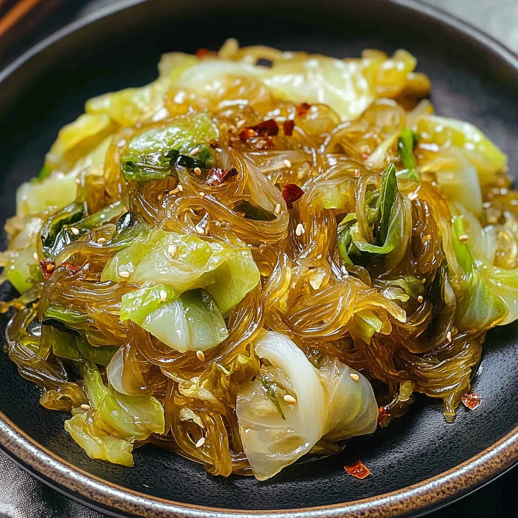 Cabbage Glass Noodles Stir Fry