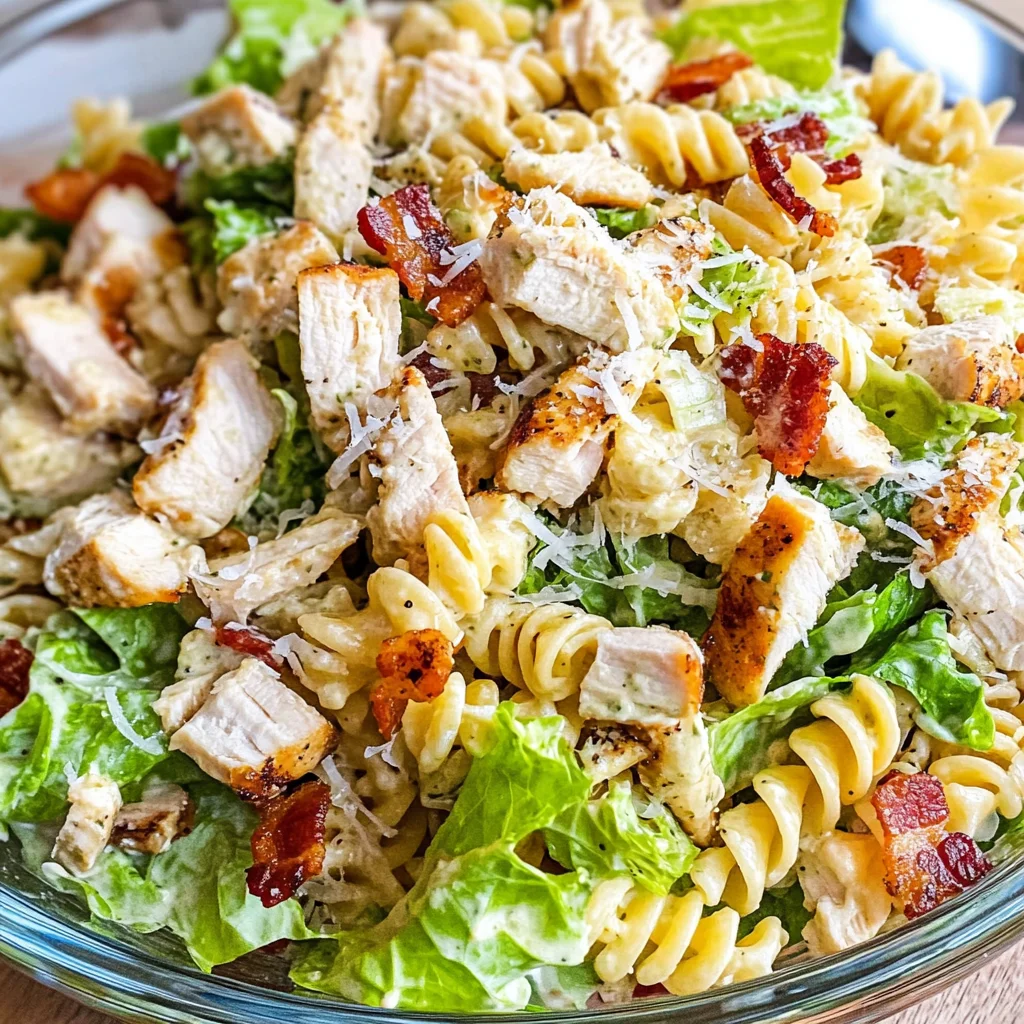 Chicken Caesar Pasta Salad (+Video)