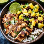 Jerk Chicken Bowls with Pineapple Black Bean Salsa