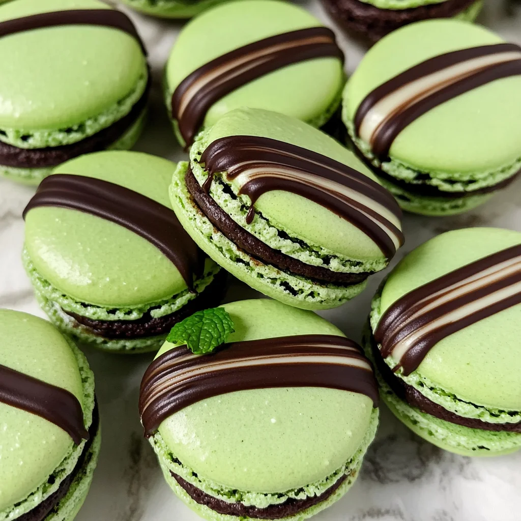Mint Chocolate Macarons
