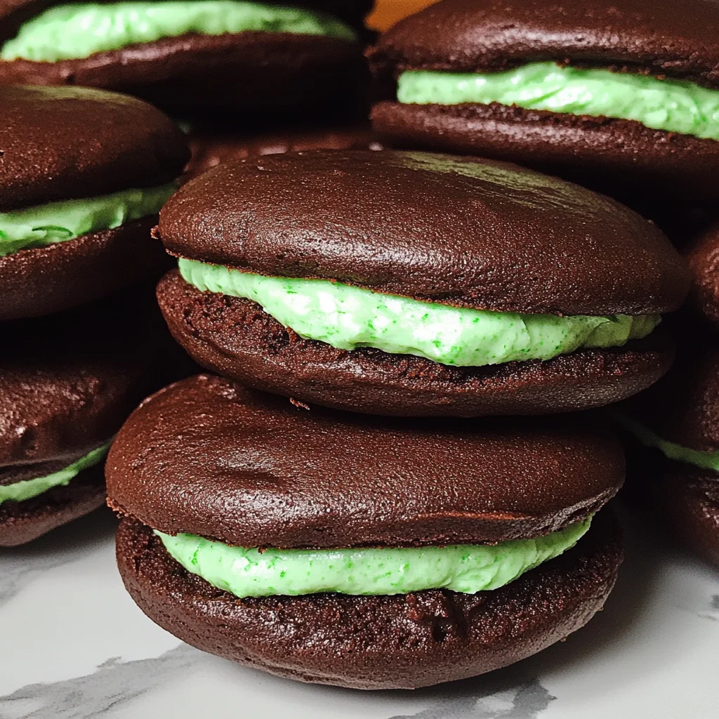 Chocolate Whoopie Pies with Mint Filling