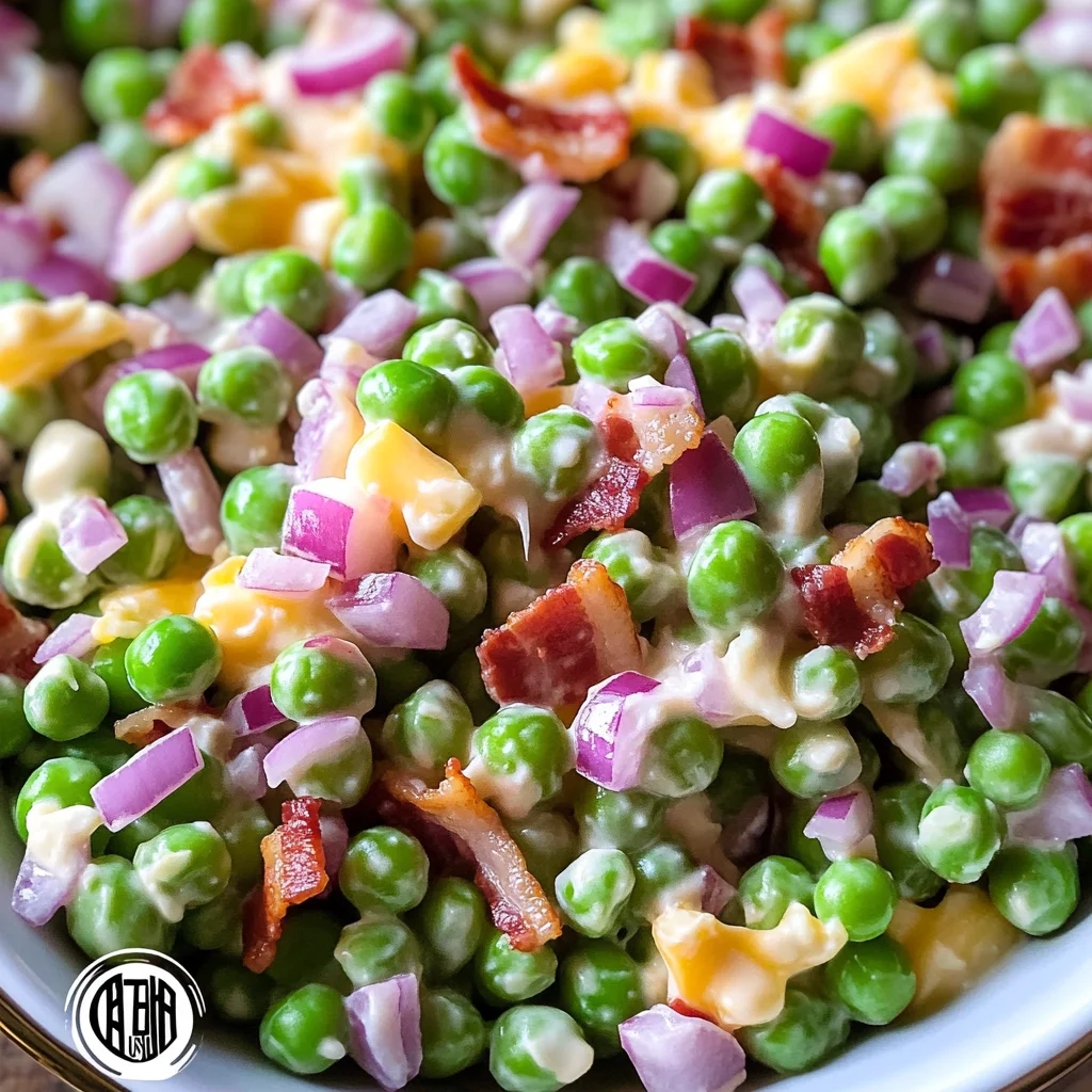 Pea Salad with Red Onions and Cheese