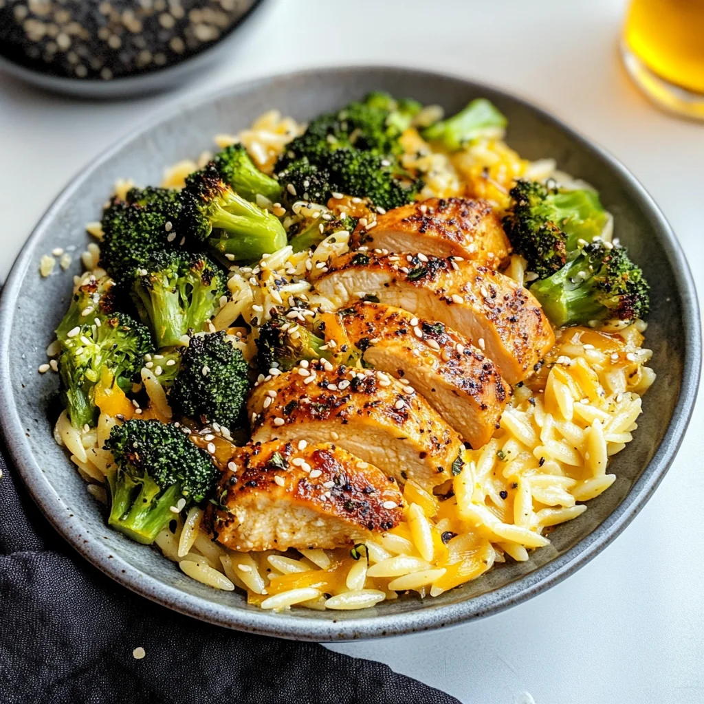 Spicy Cheddar Chicken & Broccoli Orzo for Two