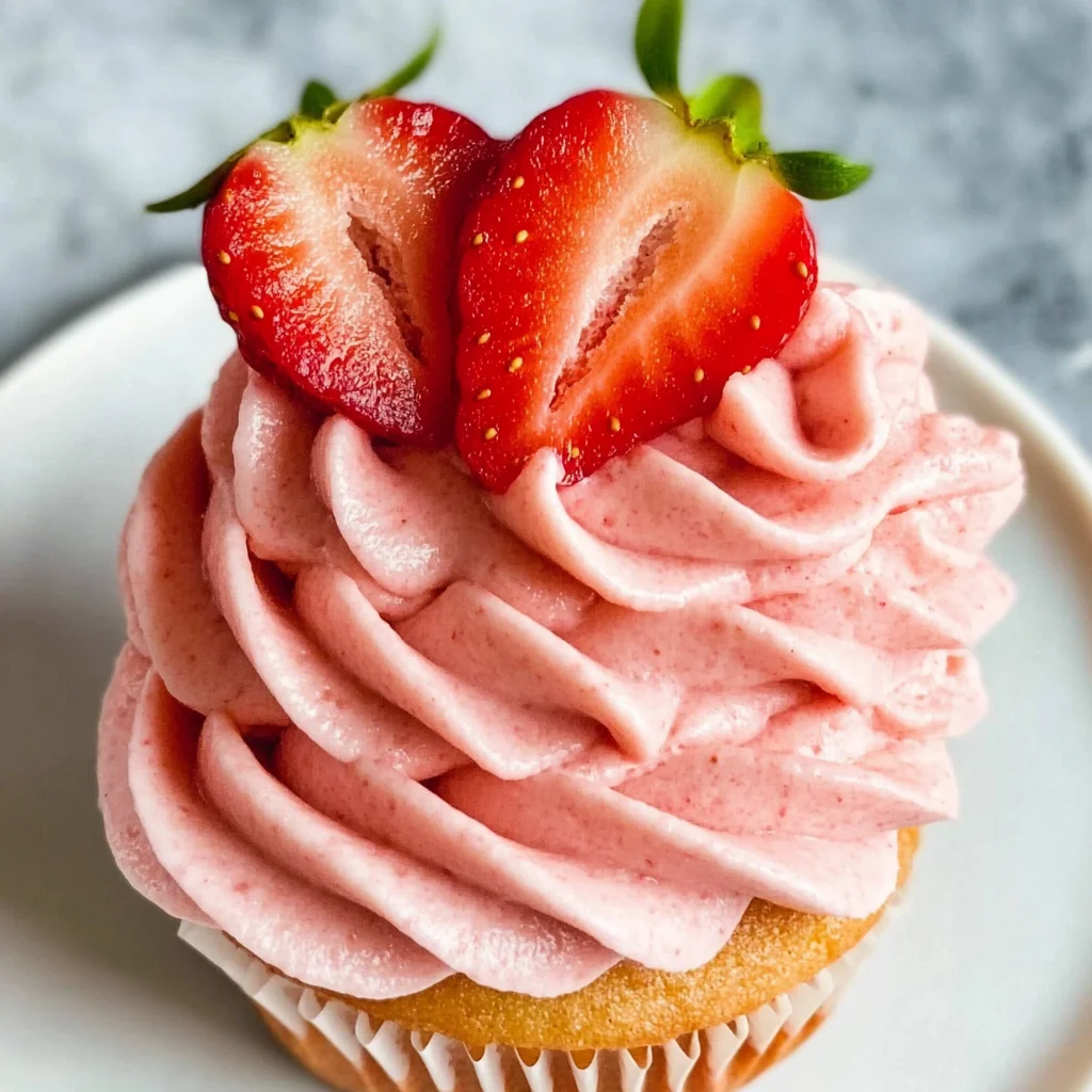 Strawberry Buttercream Frosting with Fresh Strawberries