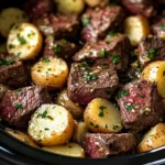 Crock pot garlic butter steak bites & potatoes