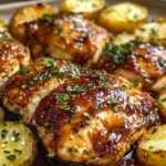 Honey BBQ Chicken with Creamy Garlic Parmesan Potatoes