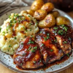 Honey Bbq Chicken & Creamy Garlic Parmesan Potatoes