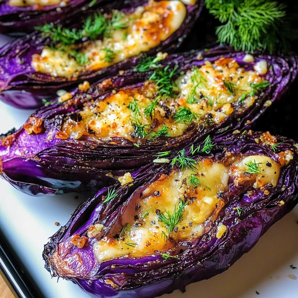Roasted Red Cabbage Steaks with Garlic Parmesan