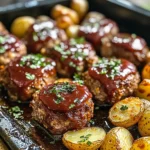 Sheet Pan Mini Meatloaf with Roasted Potatoes
