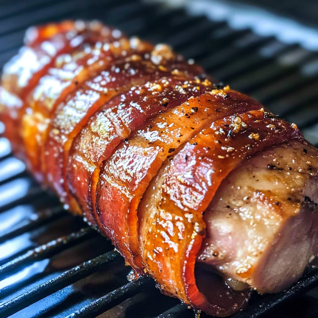 Smoked Bacon Wrapped Pork Tenderloin On Traeger Pellet Grill Recipe | Sip Bite Go