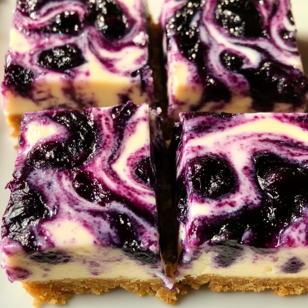 The Best Blueberry Swirl Cheesecake Bars